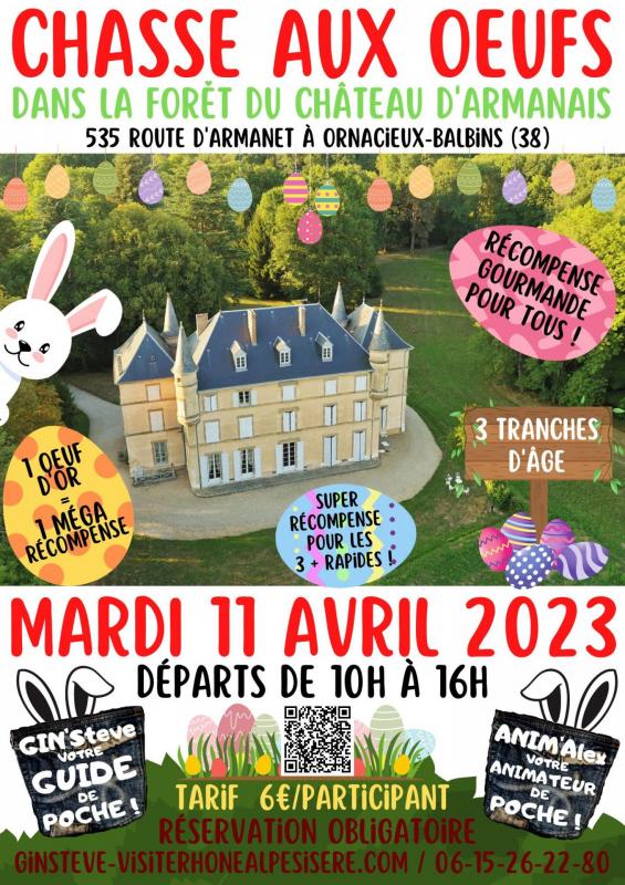 Affiche chasse aux oeufs en foret du chateau d armanais