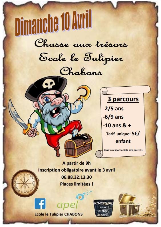 Affiche chasse aux tresors des pirates a chabons