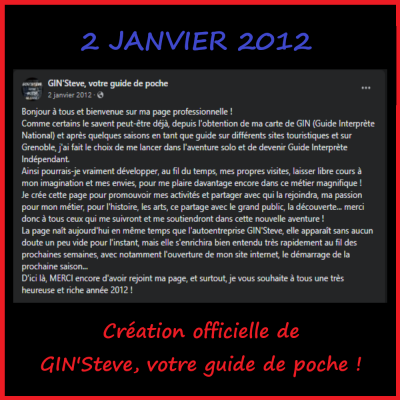 2 Janvier 2012 : Création de GIN'Steve, votre guide de poche !