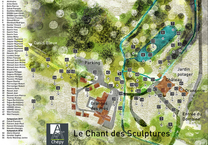 Domaine Saint Jean de Chépy - Plan du chant des sculptures en 2018